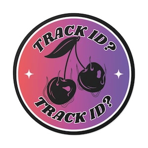 Identyfikator utworu Różowo-fioletowe logo wiśniowe| Naklejka na muzykę house, Naklejka na dom techniczny, Naklejka na miłośnika rave'a, Naklejka na EDM