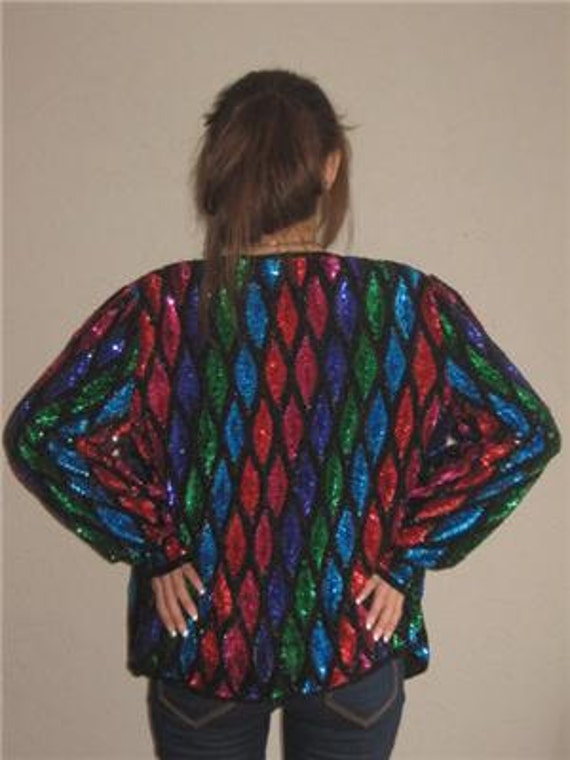 Vintage 1980’s Magnin Sequins Jacket Size medium … - image 2