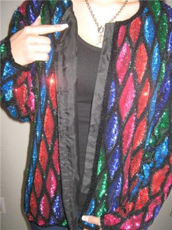 Vintage 1980’s Magnin Sequins Jacket Size medium … - image 4