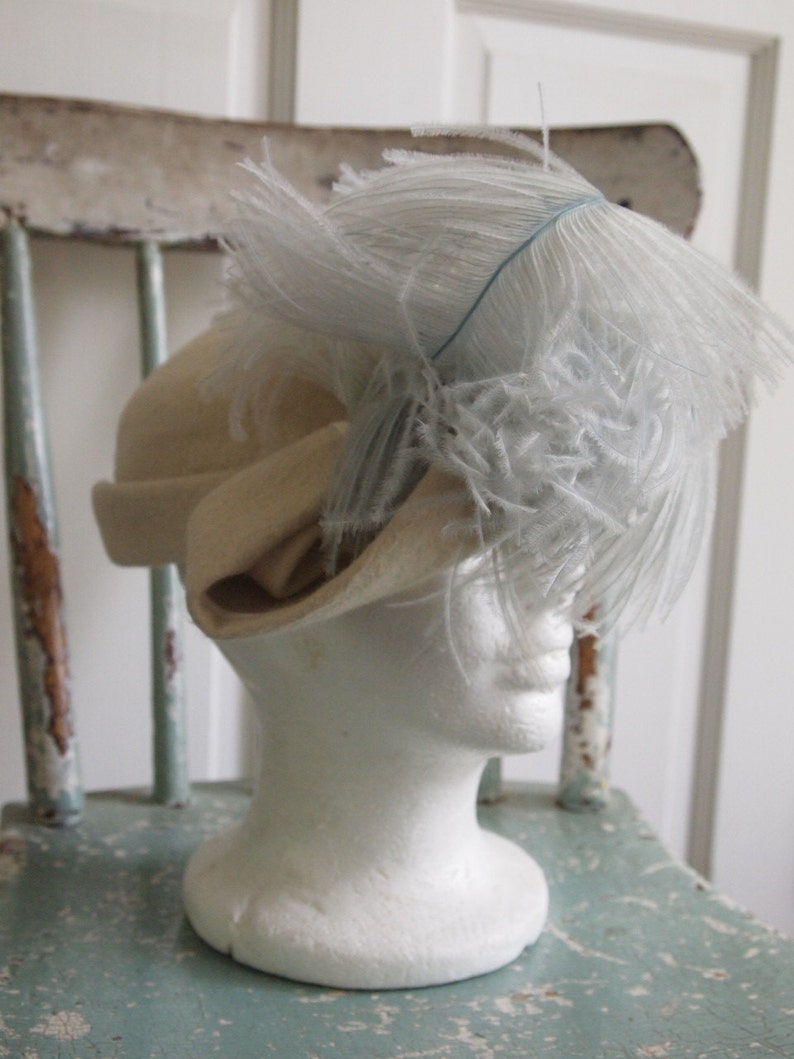 Vintage 40s Sonni California hat ostrich feathers image 2