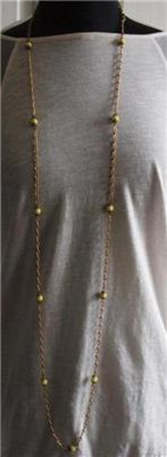 Vintage 1960s Mod yellow glass long necklace pris… - image 3