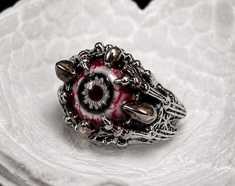 Anello con occhio realistico, gioiello gotico fatto a mano, regalo inquietante per gli amanti di Halloween