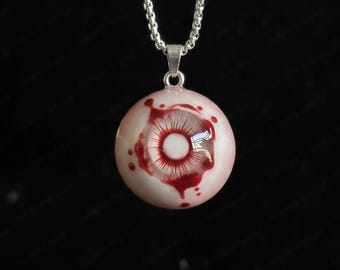 Handmade Bloody Eyeball Necklace - Gothic Horror Jewelry - Alternative Accessory