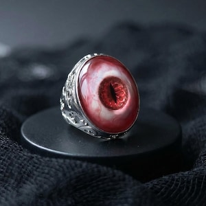 Gothic Dragon Realistic Eyeball Ring, Halloween Jewelry for Dark Fantasy Cosplay