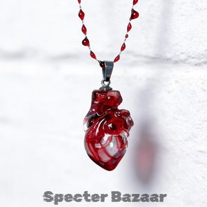 Resin Anatomical Heart Necklace, Dark Academia Gothic Style, Handmade Statement Jewelry