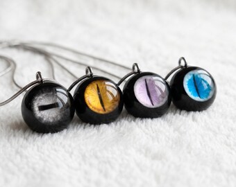Handmade Realistic Slit Pupil Eyeball Necklace, Pastel Goth Alt Fashion Gift