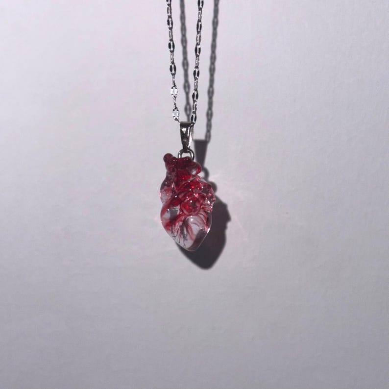 Personalized Red Handcrafted Heart Necklace - Handcrafted Drip Glue Pendant - Valentine's Day Gifts