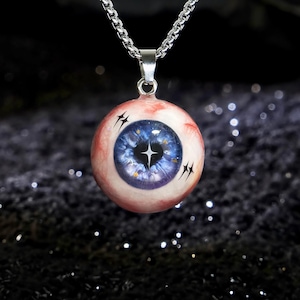 Handcrafted Resin Green Eyeball Jewelry - eyeball necklace - Gothic Charm Necklaces & Keychains - Chic Gifts for Goths