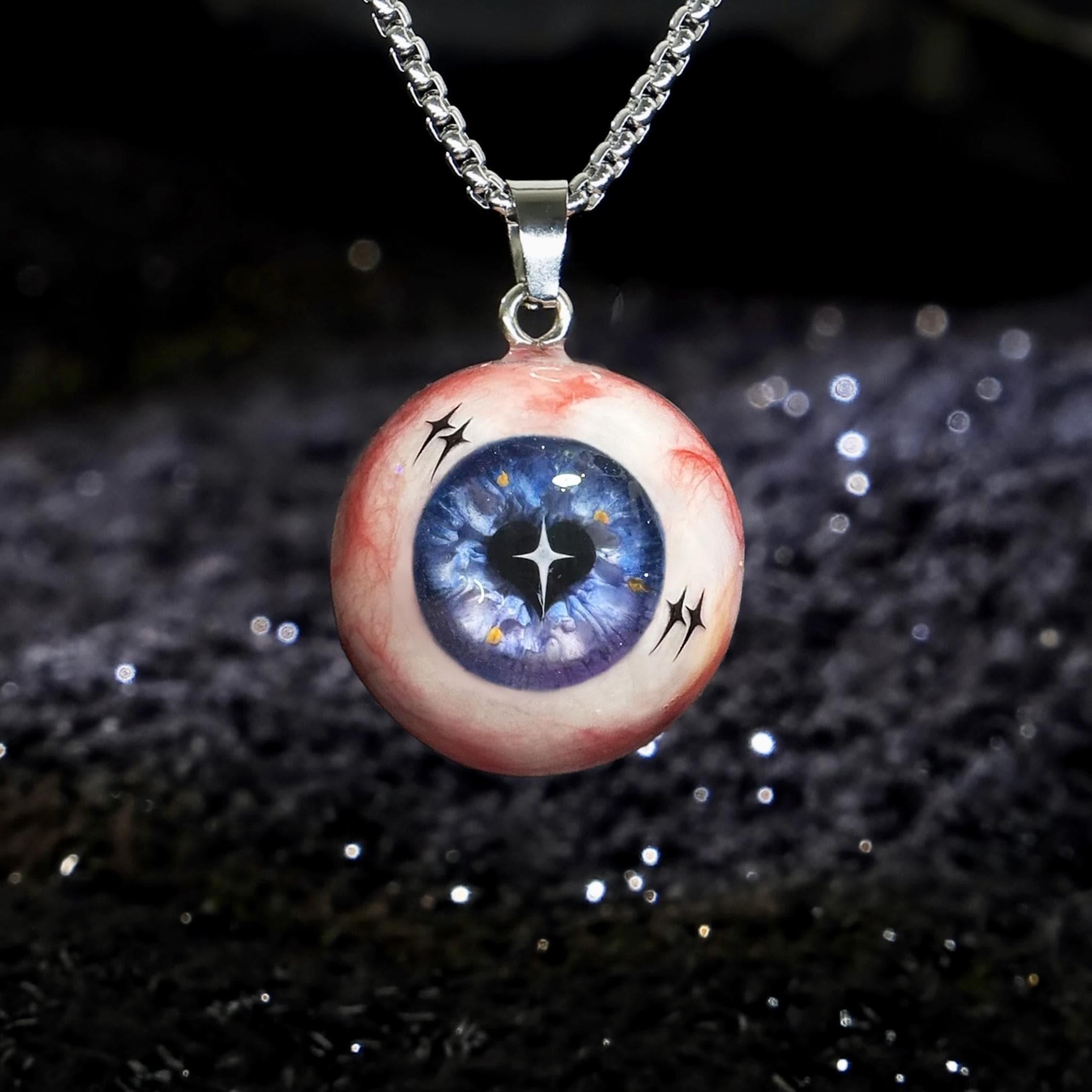 Handcrafted Resin Green Eyeball Jewelry - eyeball necklace - Gothic Charm Necklaces & Keychains - Chic Gifts for Goths