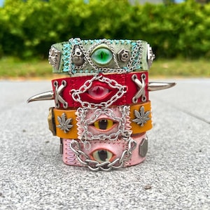 Handgefertigtes Lederarmband im Eyeball-Punk-Stil - Einzigartiges Geschenk für Punk- und Gothic-Fans