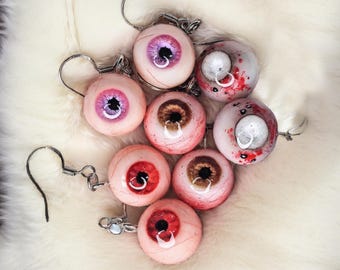 Handmade Eyeball Earrings for Gothic & Horror Aesthetics, Weird Earrings, Unique Christmas Gift