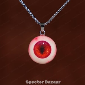 Realistic Red Eye Necklace, Gothic Charm Necklace, Gift for Goth, Unique holiday gift