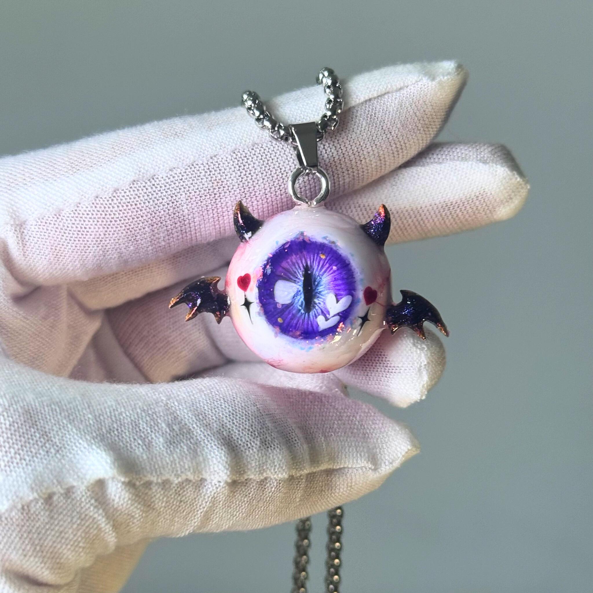 Collana Uomo Donna Occhio Del Diavolo – Teschio Punk Con Malocchio Turco In Acciaio Inox, Gioiello Portafortuna E Protezione