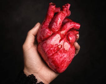 Anatomical Heart Decor, Life Size Human Heart, Gothic Resin Sculpture, 3D Printed Medical Art, Dark Academia Oddity Gift