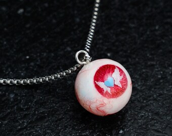 Angel Heart Eye Necklace |  Handmade Resin Pendant | Creepy Cute Gothic Jewelry | Unique and Symbolic Necklace