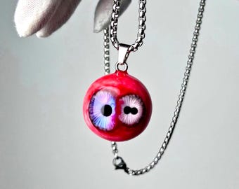 Handcrafted Resin Bloodshot Double Eyes Eyeball Jewelry, Horrific Eyeball Pendant, Gothic Charm Necklaces & Keychains, Chic Gifts for Goths