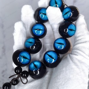 Handmade Resin Blue Eye Bracelet for Goth&Punk, Unique Gift for Goth, Weird Eyeball bracelet