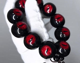 Handgefertigtes Rotes Augenarmband aus Harz für Goth&Punk, Einzigartiges Geschenk für Goth, Seltsames Augapfelarmband