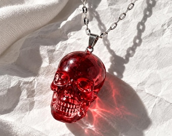 Handmade Tiny Skull Necklace, Custom Color Pendant | Gothic Vampire Jewelry, Spooky Gift