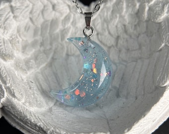 Handmade Gothic Blue Moon Necklace- Dreamy Celestial Jewelry- Everyday Statement Wear