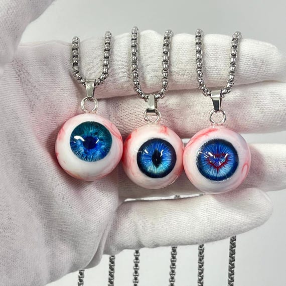 Handmade Gothic Blue Resin Eye Pendant Necklace, Unique Thorn Heart  Eyeball Jewelry, Custom Gift for Men Women Sister Girlfriend