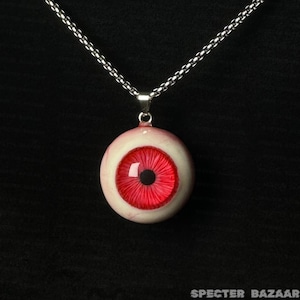 Bloodshot Red Evil Eyes Necklace & Keychain, Gothic Jewelry, Weird Pendant