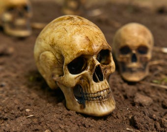 Realistic Hand-Painted 3D Printed Resin Skull in Various Sizes - Perfect for Halloween Decor and Fish Tank Decor