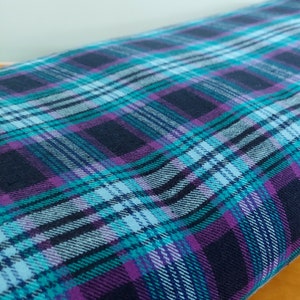 Purple, Navy, Light Blue Plaid Flannel Windstar WN 059 Cotton Fabric