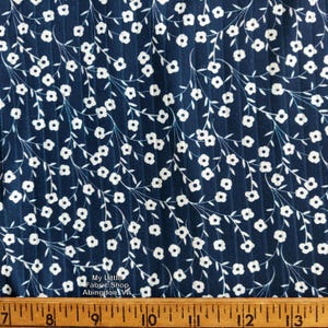 Double Brushed Rib Knit Ditsy Floral Navy Knit Fabric