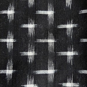 IKAT Dakota: DAK 20 Black and White Ikat Stars Cotton Fabric by Textile Creations