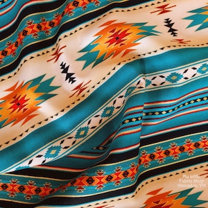 Metallic Elizabeth&#39;s Studio Tucson Blanket Stripe: M201 Metallic Turquoise Cotton Fabric