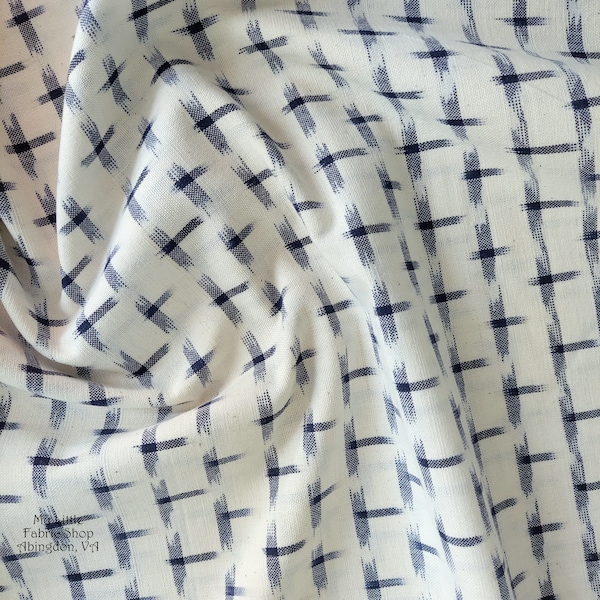 IKAT Dakota: Navy and White Ikat Stars DAK 25 Cotton Fabric