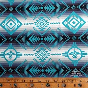 Elizabeth&#39;s Studio Tucson: Thunderbird -ES 647 Teal Cotton Fabric