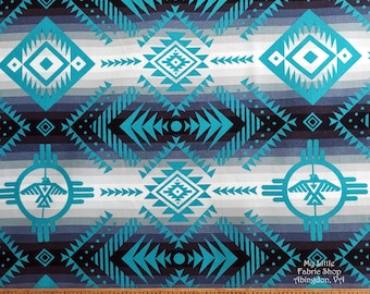 Cotton Fabric: Tucson Thunderbird -ES 647 Teal by Elizabeth's Studio