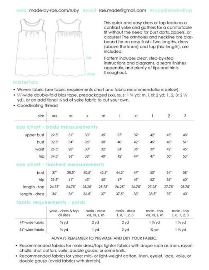 Made by Rae Ruby Top Sewing Pattern Dress Pattern Paper | Etsy