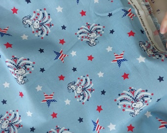 Spring Creative Snoopy Star Spangled - 4th of July Cotton Fabric