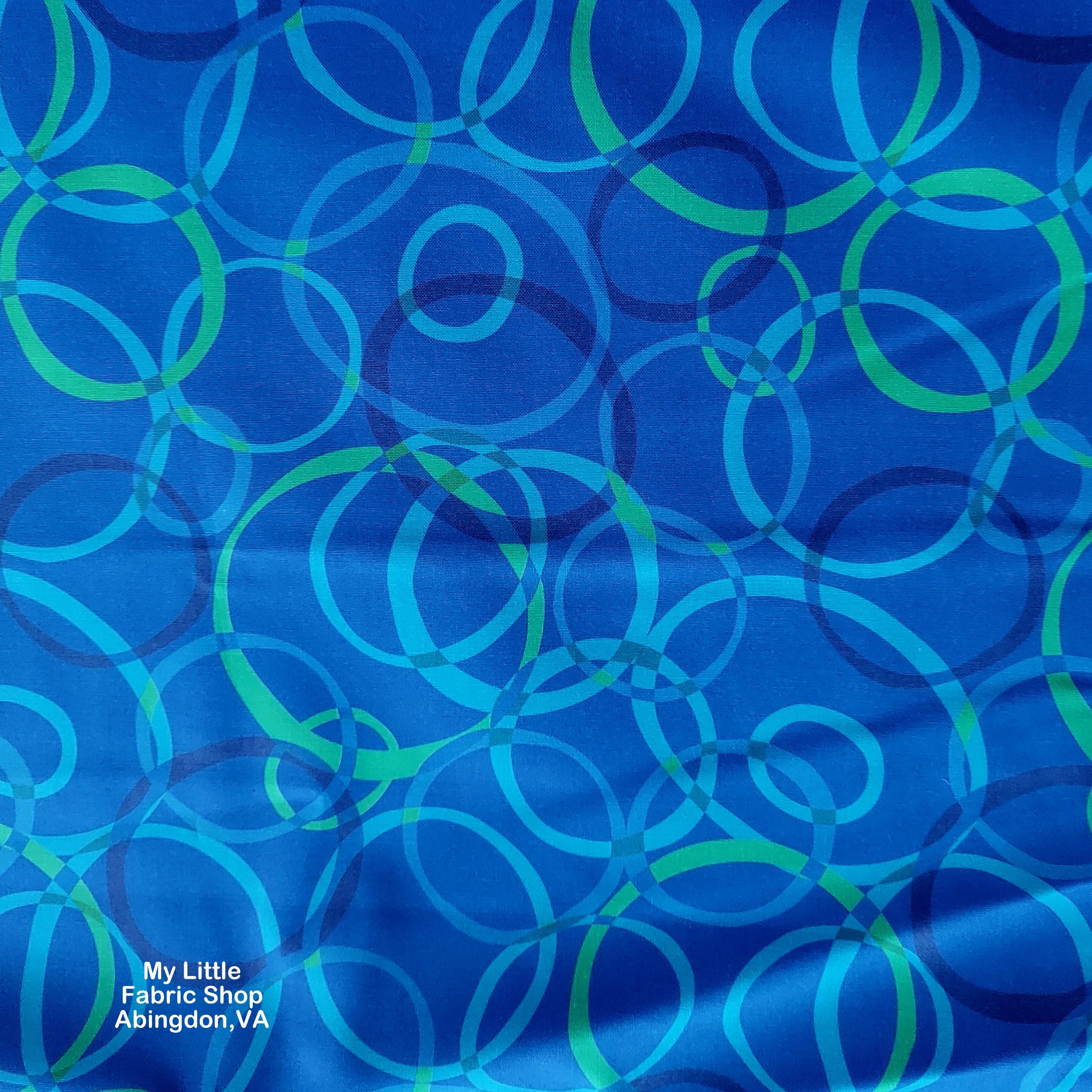 Cotton Fabric: Color Wheel Rings Blue 53264D-9 by Annabel Wrigley for ...