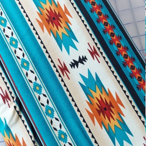 Elizabeth's Studio Tucson Blanket Stripe: 201 Turquoise Cotton Fabric image 3