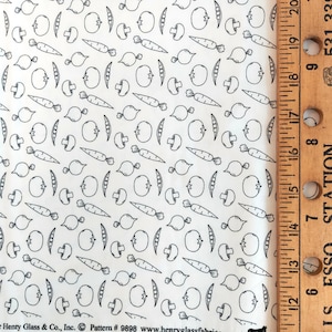 Tossed Vegetables Black on White &quot;Country Fresh&quot; Quilting Cotton Fabric by Henry Glass