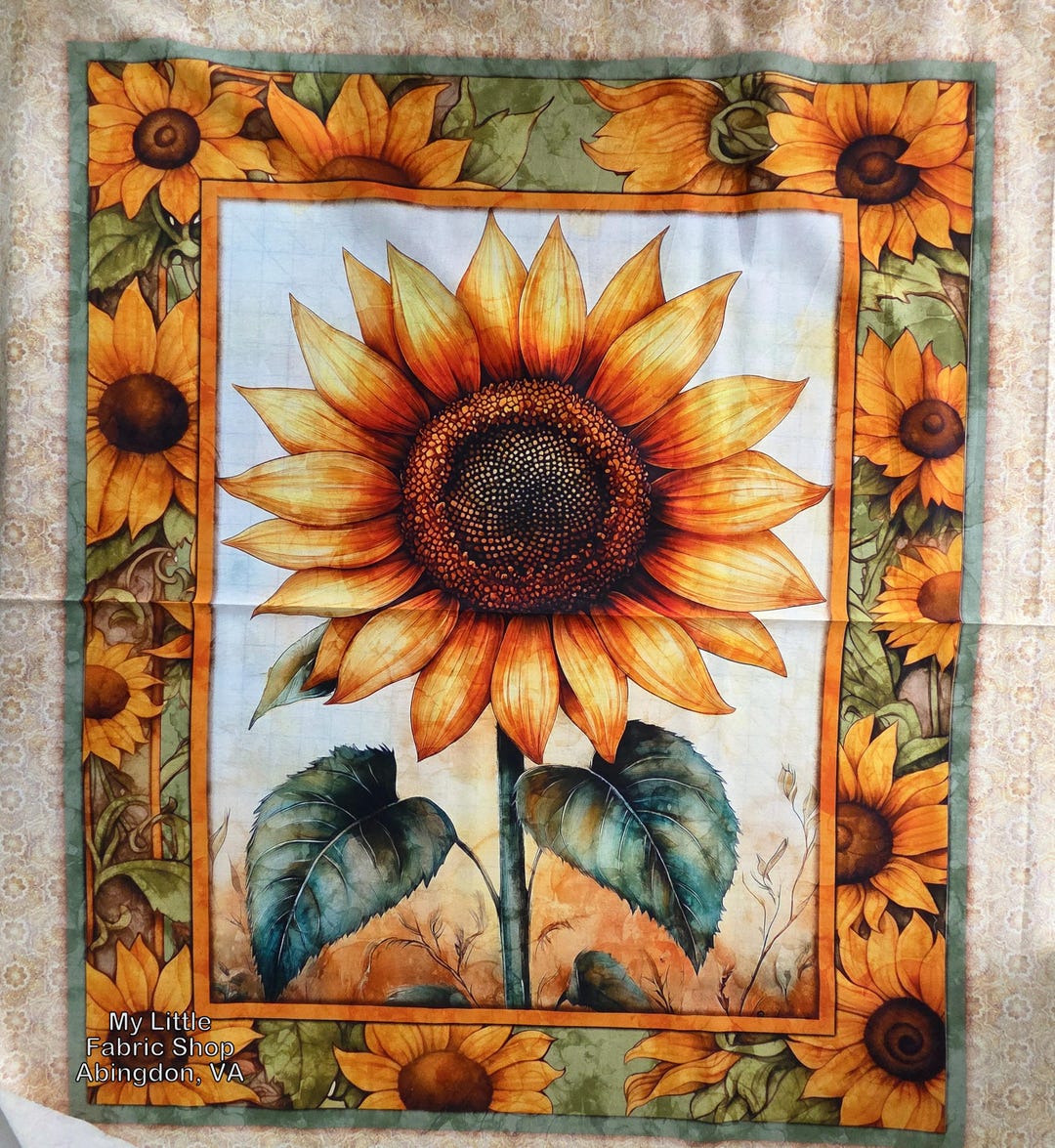 Sunflower╰(*´︶`*)╯ Cotton Fabric Panel: Sunflower Serenade Sunflower 2600-31800-X by