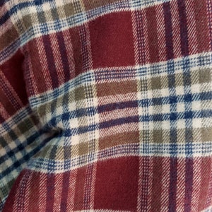 Cotton Flannel Stitched Patchwork Plaid Squares in Red Navy Orange Brown  White 42 Wide Cotton Flannel Fabric by The Yard (D270.10)