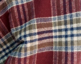 Wine, Olive, Navy, and Tan Plaid Flannel Fabric Windstar WN 077 Cotton