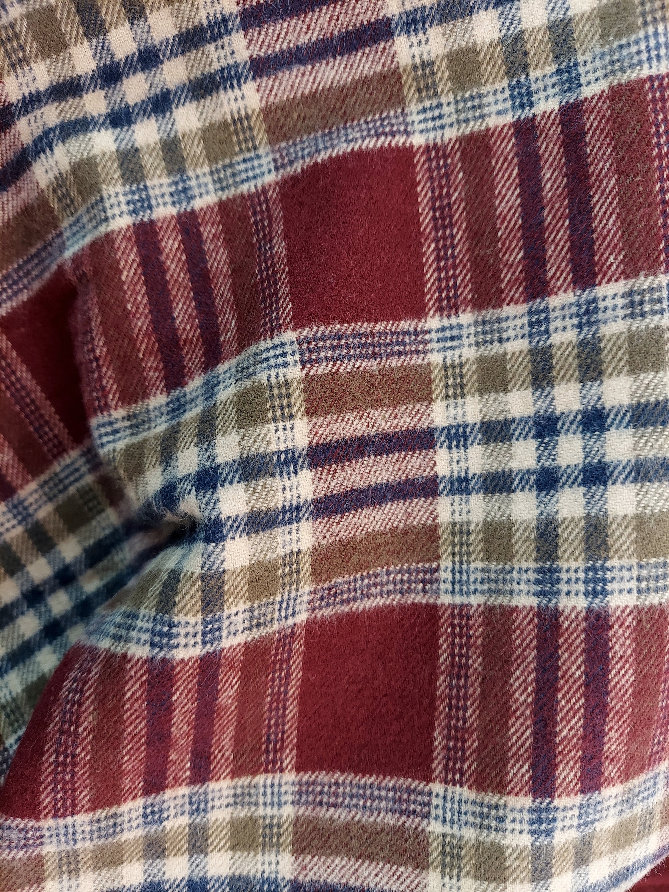 Fields Cotton Flannel Stitched Patchwork Madras Plaid Squares in Burgundy  Navy Light Blue Kelly Forest Green Gray White 44 Wide Cotton Flannel Fabric