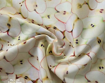 Cotton Fabric: Fruit Orchard Valley Packed Apples Slices Cream CD2866 by Timeless Treasures