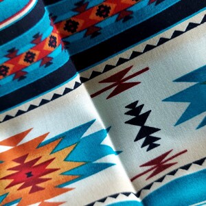 Elizabeth's Studio Tucson Blanket Stripe: 201 Turquoise Cotton Fabric image 2