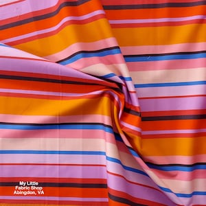Cotton Fabric: Color Wheel Stripe Pink 53265D-6 by Annabel Wrigley for Windham Fabrics