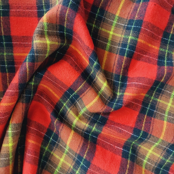 Red, Brown, Black and Yellow Plaid Windstar WN 068 Cotton Flannel Fabric