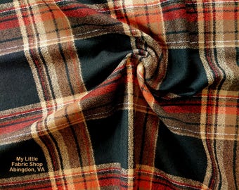Cotton Flannel Fabric: Mammoth Flannel Russet Fireside Plaid SRKF-17606-180 by Robert Kaufman