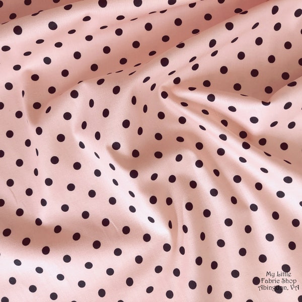 Navy Polka Dots on Pink "Sunshine & Chamomile" Dots Pink SC23517 Cotton Fabric by Poppie Cotton