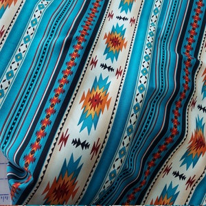 Elizabeth's Studio Tucson Blanket Stripe: 201 Turquoise Cotton Fabric image 4